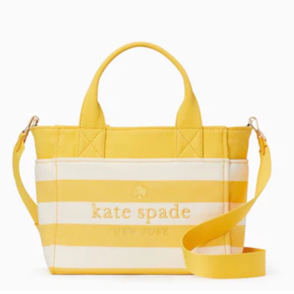 Kate Spade Jett Yellow Striped Canvas Tote Purse